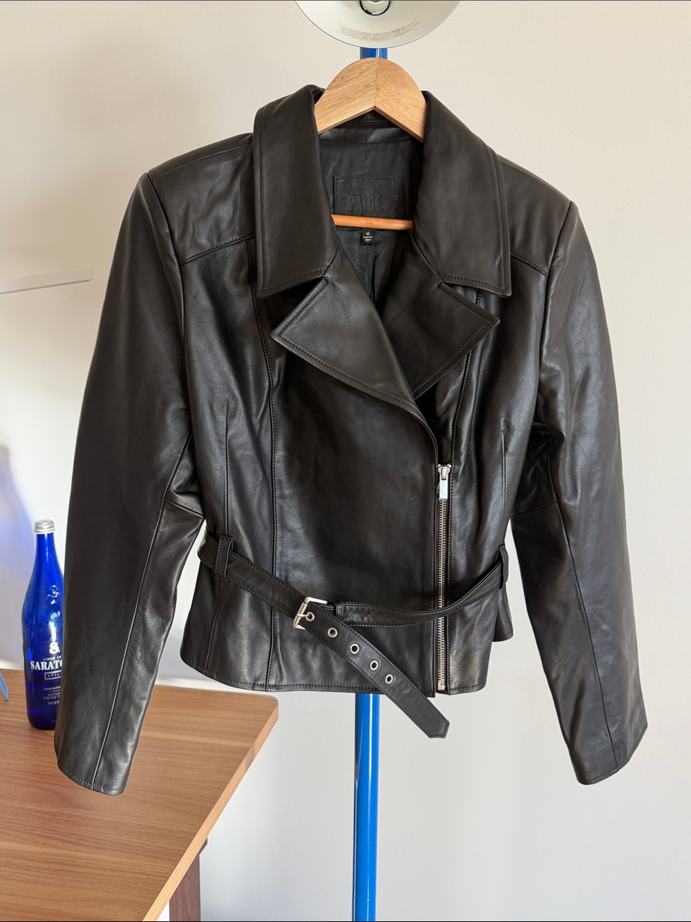 NWT PAIGE Foxe Lamb Leather Jacket Black Size Medium Women